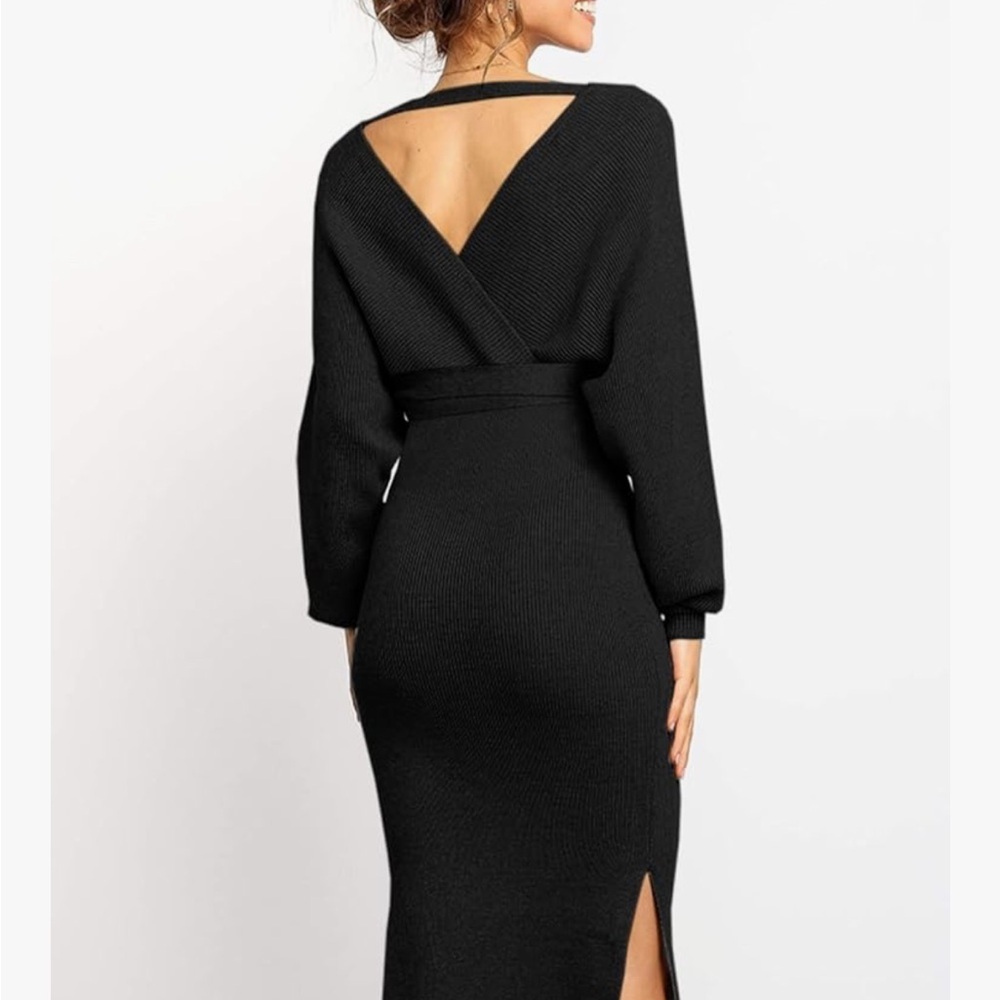 Elegant Black Maternity Sweater Dress, Size XL - Picture 3 of 7